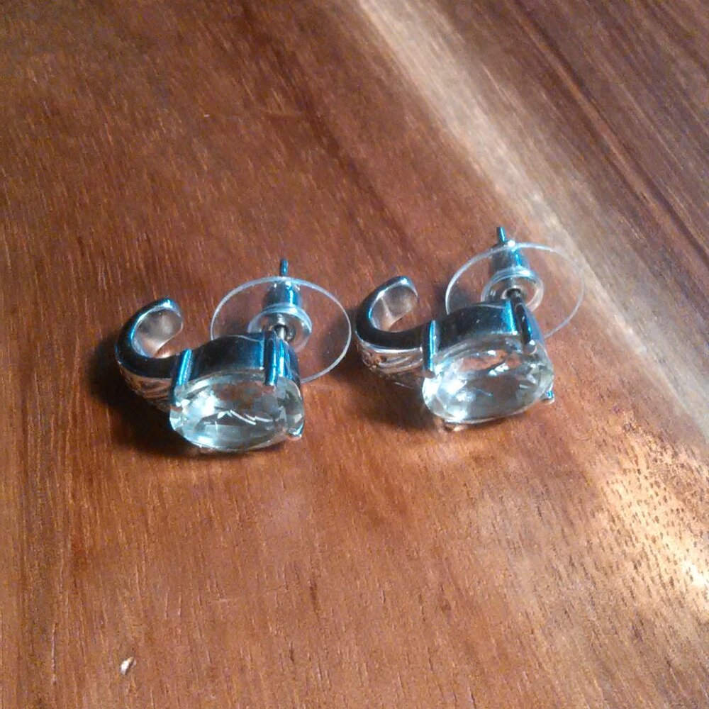 Montezuma Prasiolite Stainless Steel J-Hoop Earrings - Picture 4 of 8